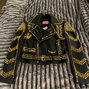Azalea Wang for Akira Croc Studded Moto Jacket